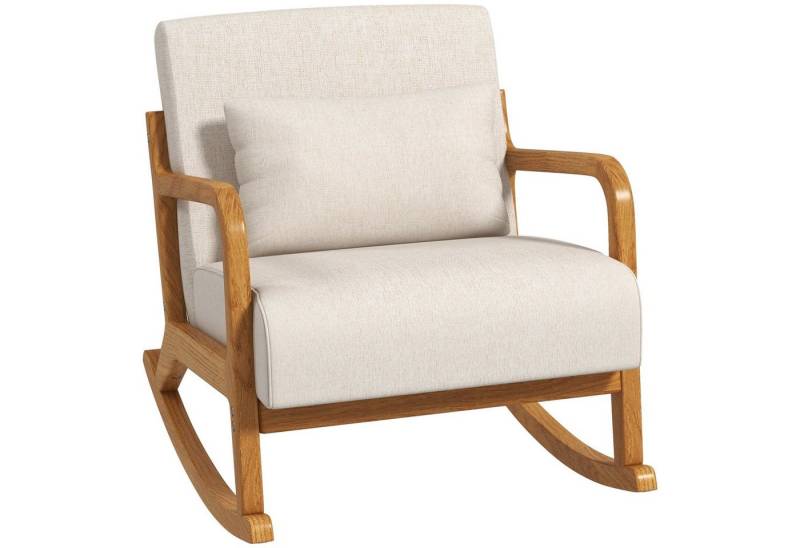 HOMCOM Schaukelstuhl Schwingsessel Relaxsessel mit weicher Polsterung (Schaukelsessel, 1 St), für Schlafzimmer, Wohnzimmer, Creme von HOMCOM