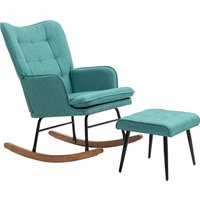 HOMCOM Schaukelstuhl, bis 130 kg, Schwingsessel mit Hocker, Armlehnsessel, Stillsessel mit Leinenoptik, Schaukelsessel für Schlafzimmer  Aosom von HOMCOM