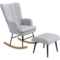Schaukelstuhl Schwingsessel mit Hocker Relaxsessel mit Leinenoptik Schaukelstuhl Schwingsessel mit Hocker Relaxsessel mit Leinenoptik von HOMCOM