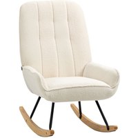 Schaukelstuhl Schwingsessel mit Sherpa-Vlies Belastbarkeit 150 kg Creme von HOMCOM