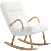 HOMCOM Schaukelstuhl Schwingsessel mit Wollenoptik für Schlafzimmer Weiß von HOMCOM