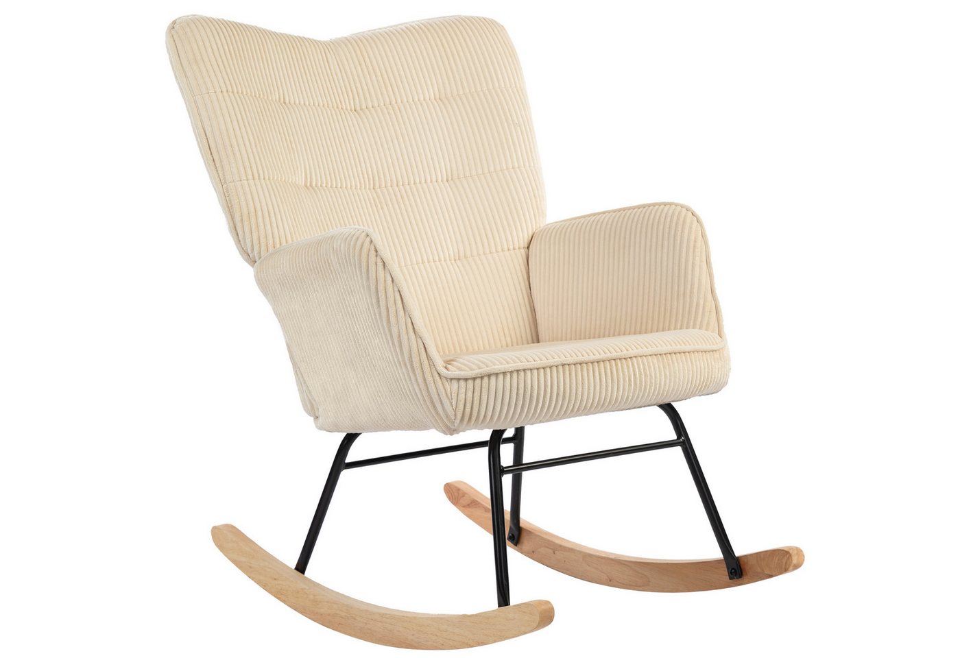 HOMCOM Schaukelstuhl Sessel Relaxsessel Wohnzimmersessel Akzentstuhl (Schaukelsessel, 1 St), für Wohnzimmer, Schlafzimmer, Beige von HOMCOM