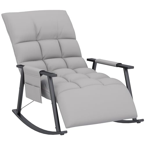HOMCOM Schaukelstuhl Sessel Relaxsessel mit Fußstütze, Schaukelsessel mit Seitentasche, verstellbar Rückenlehne Schwingsessel für Wohnzimmer, bis 120 kg, Mikrofasertuch, Grau HOMCOM Schaukelstuhl Sessel Relaxsessel mit Fußstütze, Schaukelsessel mit Seitentasche, verstellbar Rückenlehne Schwingsessel für Wohnzimmer, bis 120 kg, Mikrofasertuch, Grau von HOMCOM