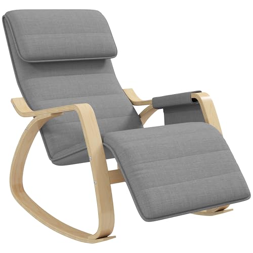 HOMCOM Schaukelstuhl Stillsessel Relaxsessel Wohnzimmer mit Verstellbarer Fußstütze, Seitentasche und Kopfstütze, Schaukelstuhl für Schlafzimmer, 67 x 110 x 91 cm grau HOMCOM Schaukelstuhl Stillsessel Relaxsessel Wohnzimmer mit Verstellbarer Fußstütze, Seitentasche und Kopfstütze, Schaukelstuhl für Schlafzimmer, 67 x 110 x 91 cm grau von HOMCOM