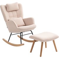HOMCOM Schaukelstuhl mit Hocker Schaukelsessel Gepolstert Schwingsessel mit Lendenkissen, Kopfstütze, Relaxsessel mit Fleece-Bezug, hoher Rückenlehne Schwingstuhl für Wohnzimmer Beige Aosom HOMCOM Schaukelstuhl mit Hocker Schaukelsessel Gepolstert Schwingsessel mit Lendenkissen, Kopfstütze, Relaxsessel mit Fleece-Bezug, hoher Rückenlehne Schwingstuhl für Wohnzimmer Beige Aosom von HOMCOM