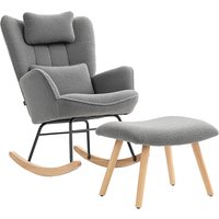 HOMCOM Schaukelstuhl mit Hocker Schaukelsessel Gepolstert Schwingsessel mit Lendenkissen, Kopfstütze, Relaxsessel mit Fleece-Bezug, hoher Rückenlehne Schwingstuhl für Wohnzimmer Dunkelgrau Aosom HOMCOM Schaukelstuhl mit Hocker Schaukelsessel Gepolstert Schwingsessel mit Lendenkissen, Kopfstütze, Relaxsessel mit Fleece-Bezug, hoher Rückenlehne Schwingstuhl für Wohnzimmer Dunkelgrau Aosom von HOMCOM