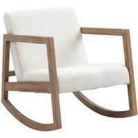 Schaukelstuhl mit Holzrahmen gepolstert Relax Stuhl Lounge Kautschukholz Cremeweiß 60 x 81 x 71 cm von HOMCOM