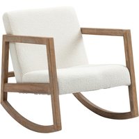 Schaukelstuhl mit Holzrahmen gepolstert Relax Stuhl Lounge Kautschukholz Cremeweiß 60 x 81 x 71 cm von HOMCOM