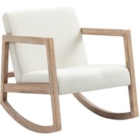 HOMCOM Schaukelstuhl  Relaxstuhl mit Holzrahmen, gepolstert, Lounge, Kautschukholz, Cremeweiß  Aosom von HOMCOM