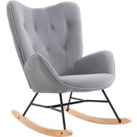 HOMCOM Schaukelstuhl, ergonomisch Schwingsessel, Armlehnsessel, Stillsessel mit Samtoptik, Schaukelsessel bis 150 kg belastbar, für Schlafzimmer, Wohnzimmer, Hellgrau   Aosom von HOMCOM