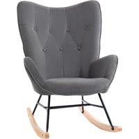 HOMCOM Schaukelstuhl mit Stahlrahmen, gepolsterter Lounge Sessel, samtartiges Polyester, bequeme Sitzfläche für Wohnzimmer   Aosom.de von HOMCOM