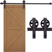 Homcom - Schiebetürbeschlag Set 183 cm Komplett-Set mit Bodenführung Laufschiene für Schiebetürsystem Türschrauben-Set, für 1 Innentüren, Zimmertür, Homcom - Schiebetürbeschlag Set 183 cm Komplett-Set mit Bodenführung Laufschiene für Schiebetürsystem Türschrauben-Set, für 1 Innentüren, Zimmertür, von HOMCOM