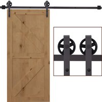HOMCOM Schiebetüren-Beschlagsatz, 183 cm Komplett-Set mit Schienen, Dunkelbraun von HOMCOM