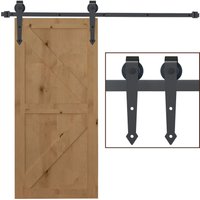 HOMCOM Schiebetüren-Beschlagsatz, 2 m, Komplett-Set mit Schienen, Rollen, Braun von HOMCOM
