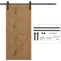 HOMCOM Schiebetüren-Beschlagsatz 200 cm Komplett-Set mit Schienen, Rollen Schwarz von HOMCOM