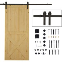 HOMCOM Schiebetüren-Beschlagsatz 200cm Komplett-Set mit Schienen, Rollen, Schwarz von HOMCOM