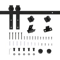 HOMCOM Schiebetürsystem für Einzelschiebetür, Laufschiene mit Zubehör, Kohlenstoffstahl, Schwarz, 183x0,6x18cm  Aosom.de von HOMCOM