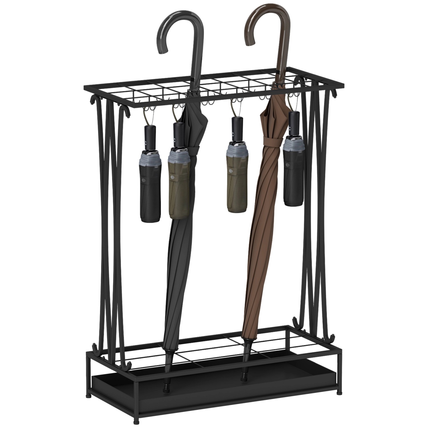 HOMCOM Schirmhalter mit 24 Haken Stahl Schwarz 50L x 24B x 68H cm HOMCOM Schirmhalter mit 24 Haken Stahl Schwarz 50L x 24B x 68H cm von HOMCOM
