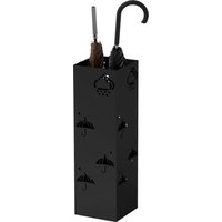 HOMCOM Schirmständer Regenschirmhalter mit 4 Haken, abnehmbare Wasserauffangschale Deko Schirmhalter für Sonnenschirm, Regenschirme & Gehstöcke Stahl 15,5 x 15,5 x 49 cm Schwarz   Aosom von HOMCOM