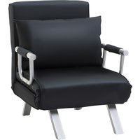 HOMCOM 2-in-1 Schlafsofa mit verstellbarer Rückenlehne 65L x 77B x 80H cm, abnehmbarer Bezug, Kissen, stabil und rostfrei, Polyester Schwarz   Aosom.de von HOMCOM