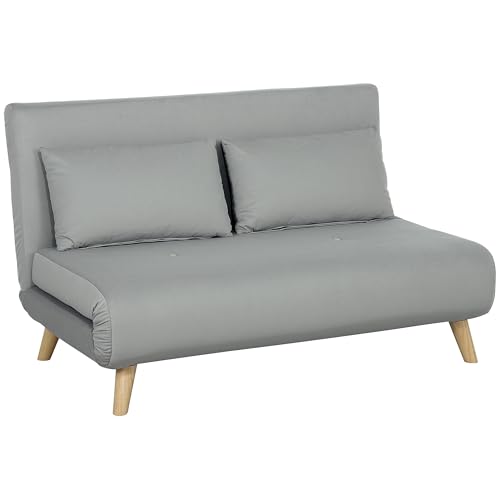 HOMCOM 3 in 1 Schlafsofa 130 x 78 cm Sofa mit Bettfunktion, Klappbar Couch mit Lendenkissen, Samtoptik, Verstellbarer Rückenlehne für Wohnzimmer, Schlafzimmer, Hellgrau HOMCOM 3 in 1 Schlafsofa 130 x 78 cm Sofa mit Bettfunktion, Klappbar Couch mit Lendenkissen, Samtoptik, Verstellbarer Rückenlehne für Wohnzimmer, Schlafzimmer, Hellgrau von HOMCOM