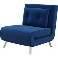 HOMCOM Schlafsessel, Klappsessel mit Bettfunktion, Einzelsofa mit Kissen, Gästebett, Polstersofa mit Samtoptik, für Wohnzimmer, Schlafzimmer, Blau, 77 x 88 x 83 cm von HOMCOM