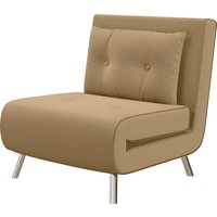 HOMCOM Schlafsessel, Klappsessel mit Bettfunktion, Einzelsofa mit Kissen, Gästebett, Polstersofa mit Samtoptik, für Wohnzimmer, Schlafzimmer, Braun, 77 x 88 x 83 cm von HOMCOM