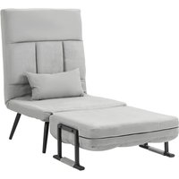 HOMCOM Schlafsessel 1-Sitzer, Schlafsofa mit 5-fach verstellbarer Rückenlehne, Armlehnen und Kissen, Samt-Effekt, Grau   Aosom von HOMCOM