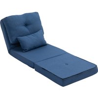 HOMCOM Schlafsessel 1 platz fauler Sessel Schlafcouch Bodensessel 1 platz - Kissen inklusive, verstellbare Rückenlehne - Bodensofa für Gäste, Wohnzimmer, 90 kg Tragkraft, dunkelblauer Leinenstoff   Aosom von HOMCOM