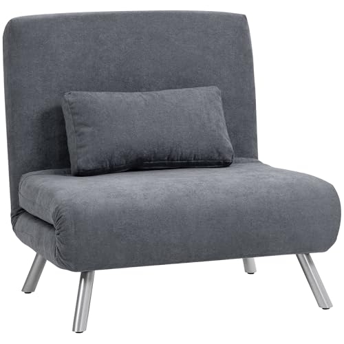 HOMCOM Schlafsessel 2-in-1 klappbar Schlafsofa mit Bettfunktion Relaxsessel mit Verstellbarer Rückenlehne, abnehmbar Kissen, Samtoptik, Gästebett bis 120 kg, Sofabett für Wohnzimmer, Dunkelgrau HOMCOM Schlafsessel 2-in-1 klappbar Schlafsofa mit Bettfunktion Relaxsessel mit Verstellbarer Rückenlehne, abnehmbar Kissen, Samtoptik, Gästebett bis 120 kg, Sofabett für Wohnzimmer, Dunkelgrau von HOMCOM