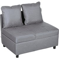 HOMCOM Schlafsessel 3-in-1 Ausziehbares Schlafsofa mit Bettfunktion 2 Sitzer Sofa mit Verstellbarer Rückenlehne, Seitentasche, Kissen, Rollen, bis 300 kg, für kleinen Raum Dunkelgrau   Aosom von HOMCOM