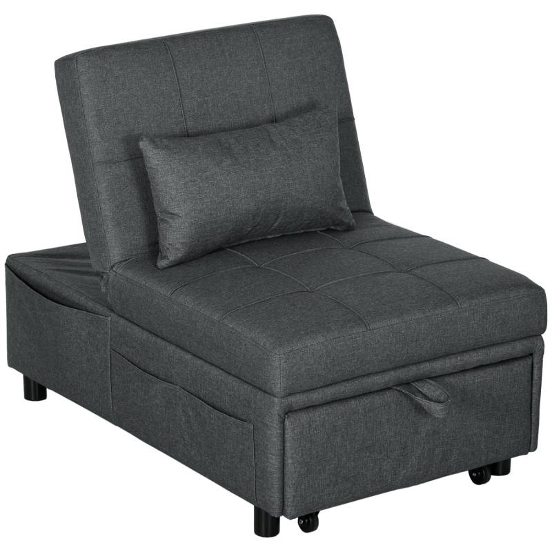 HOMCOM Schlafsessel 3 in 1 mit Seitentasche Kissen Rollen von HOMCOM