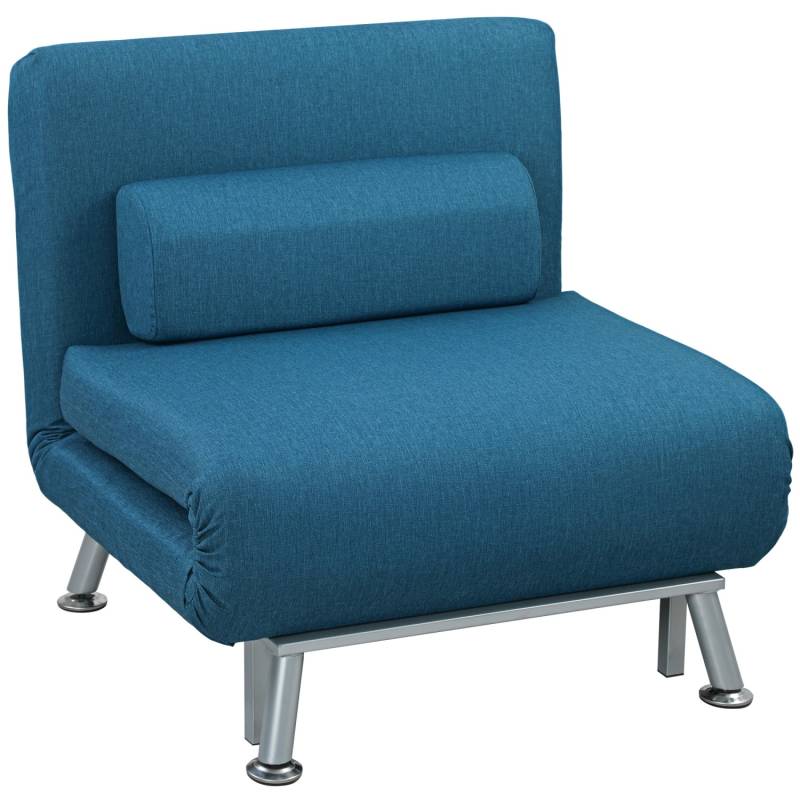 HOMCOM Schlafsessel Klappsessel mit Bettfunktion Rückenkissen Relaxsessel Blau von HOMCOM