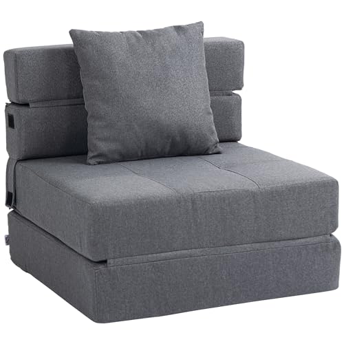HOMCOM Schlafsessel klappbar, Schlafsofa, 2-in-1 Klappsessel mit Bettfunktion, Relaxsessel mit Kissen, Gästebett für Wohnzimmer, Schlafzimmer, bis 120 kg Belastbar, Dunkelgrau HOMCOM Schlafsessel klappbar, Schlafsofa, 2-in-1 Klappsessel mit Bettfunktion, Relaxsessel mit Kissen, Gästebett für Wohnzimmer, Schlafzimmer, bis 120 kg Belastbar, Dunkelgrau von HOMCOM