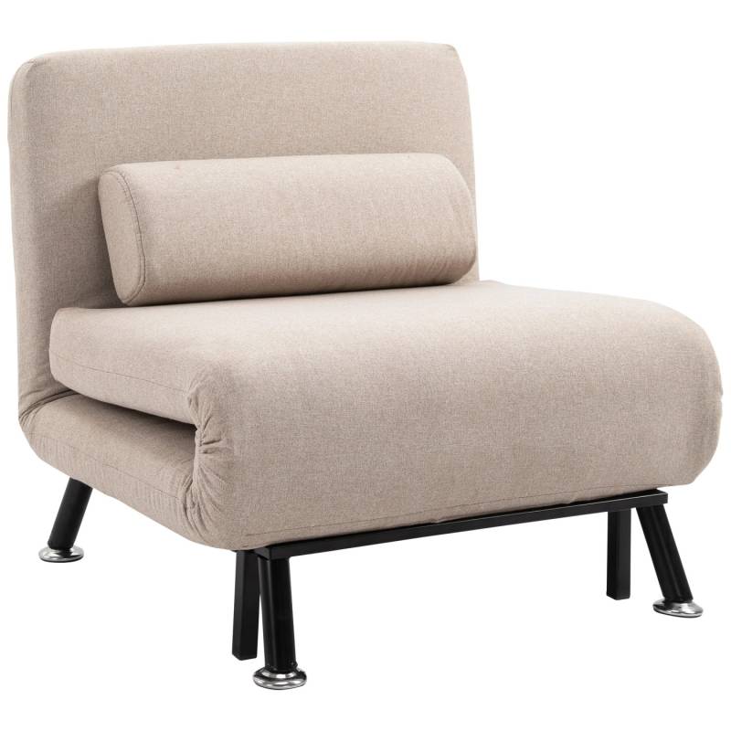 HOMCOM Schlafsessel Stahl Polyester Beige 75L x 70B x 75H cm von HOMCOM