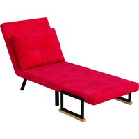 HOMCOM Schlafsessel mit 5-fach verstellbarer Rückenlehne, Klappbares Schlafsofa mit Kissen für Wohnzimmer, Gepolstertes Gewebe, Stahl und Holz, 63x73x81 cm, Rot   Aosom von HOMCOM