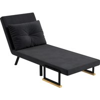 HOMCOM Schlafsessel mit 5-stufig verstellbarer Rückenlehne, Klappbarer Schlafsessel mit Kissen für Wohnzimmer, Gepolsterter Stoff, Stahl und Holz, 63x73x81 cm, Schwarz   Aosom von HOMCOM