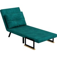 HOMCOM Schlafsessel mit 5-stufig verstellbarer Rückenlehne, Klappbarer Schlafsessel mit Kissen für Wohnzimmer, gepolsterter Stoffbezug, Stahl und Holz, 63x73x81 cm, Grün   Aosom von HOMCOM
