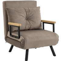 HOMCOM Schlafsessel mit Bettfunktion, 63 x 73 x 81 cm, mit fünffach verstellbarer Rückenlehne, platzsparend, robust, Samtoptik, Hellbraun  Aosom von HOMCOM