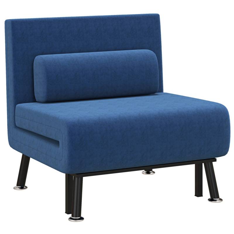 HOMCOM Schlafsessel mit Bettfunktion Stahl Polyester Blau 75L x 70B x 75H cm von HOMCOM