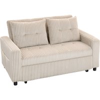 HOMCOM Schlafsofa, 2-Sitzer Sofa 157 x 190 cm mit Schlaffunktion, Verstellbare Rückenlehne, Couch mit Kissen, Kordoptik, Schlafcouch mit Seitentasche für Wohnzimmer, Cremeweiß Aosom HOMCOM Schlafsofa, 2-Sitzer Sofa 157 x 190 cm mit Schlaffunktion, Verstellbare Rückenlehne, Couch mit Kissen, Kordoptik, Schlafcouch mit Seitentasche für Wohnzimmer, Cremeweiß Aosom von HOMCOM