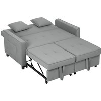 HOMCOM Schlafsofa, 2-Sitzer Sofa mit Schlaffunktion, Verstellbare Rückenlehne, Couch mit Kissen, Samtoptik, L-förmige Schlafcouch mit Bettkasten, Rollen für Wohnzimmer, Gästezimmer, Grau Aosom HOMCOM Schlafsofa, 2-Sitzer Sofa mit Schlaffunktion, Verstellbare Rückenlehne, Couch mit Kissen, Samtoptik, L-förmige Schlafcouch mit Bettkasten, Rollen für Wohnzimmer, Gästezimmer, Grau Aosom von HOMCOM