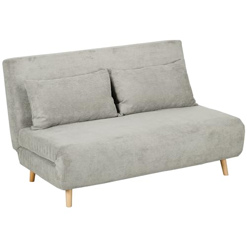 HOMCOM Schlafsofa, Klappbett mit Bettfunktion, Rückenkissen, Polstersofa mit Verstellbarer Rückenlehne, Samtoptik, 141 x 90 x 81 cm, Grau HOMCOM Schlafsofa, Klappbett mit Bettfunktion, Rückenkissen, Polstersofa mit Verstellbarer Rückenlehne, Samtoptik, 141 x 90 x 81 cm, Grau von HOMCOM