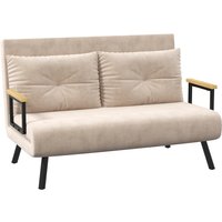 HOMCOM Schlafsofa, Relaxsessel mit Bettfunktion, Klappsofa mit Samtoptik, Rückenkissen, Polstersofa mit Verstellbarer Rückenlehne, Beige, 102 x 73 x 81 cm von HOMCOM