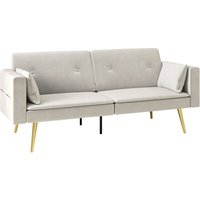 HOMCOM Schlafsofa, Schlafcouch mit Verstellbar Rückenlehne, Seitentasche, Gepolstert 2er-Sofa mit Schlaffunktion, Kissen, für Wohnzimmer, HOMCOM Schlafsofa, Schlafcouch mit Verstellbar Rückenlehne, Seitentasche, Gepolstert 2er-Sofa mit Schlaffunktion, Kissen, für Wohnzimmer, von HOMCOM