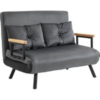 HOMCOM Schlafsofa, Zweisitzer mit Bettfunktion, Schlafcouch mit Samtoptik Grau von HOMCOM