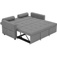 HOMCOM Schlafsofa 2-Sitzer 3-in-1, Schlafcouch mit Doppelbett, verstellbarer Rückenlehne, 2 Kissen und Seitentasche, Leinenstoff, für Wohnzimmer, Büro, Gästezimmer, Grau Aosom HOMCOM Schlafsofa 2-Sitzer 3-in-1, Schlafcouch mit Doppelbett, verstellbarer Rückenlehne, 2 Kissen und Seitentasche, Leinenstoff, für Wohnzimmer, Büro, Gästezimmer, Grau Aosom von HOMCOM