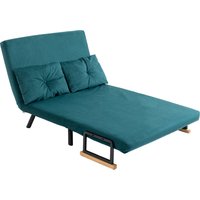 HOMCOM Schlafsofa 2-Sitzer Schlafcouch klappbar mit 5-stufig verstellbarer Rückenlehne und 2 gepolsterten Kissen, Samtstoff für Wohnzimmer, Gästezimmer, 102 x 73 x 81 cm, Dunkelblau   Aosom von HOMCOM