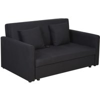 HOMCOM Schlafsofa 2-Sitzer Sofa Polstersofa mit Stauraum, Rückenkissen Kohlegrau von HOMCOM