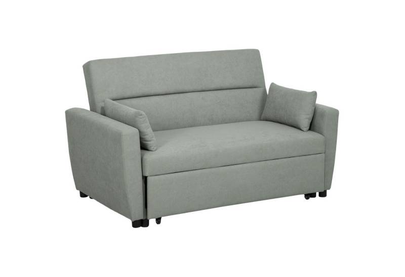 HOMCOM Schlafsofa 2-Sitzer Sofa mit Schlaffunktion, Verstellbare Rückenlehne, Schlafcouch 1 Teile, für Wohnzimmer, Gästezimmer, Hellgrau von HOMCOM